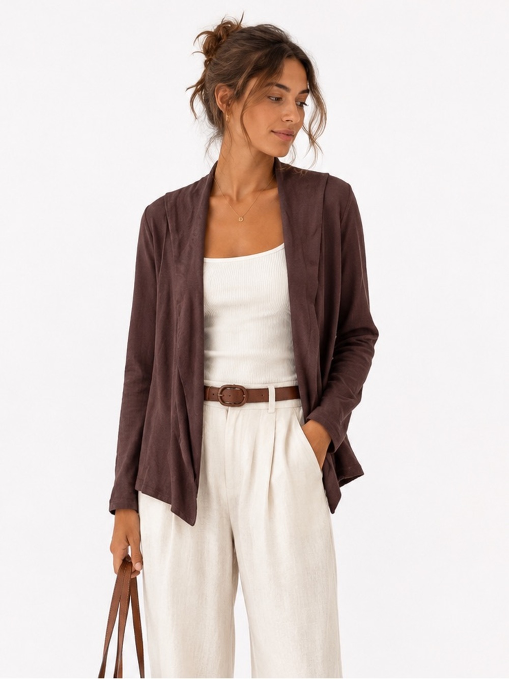 Eileen Fisher Organic Cotton Hooded Open  Cardigan